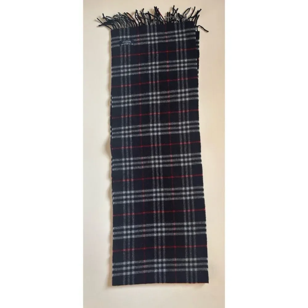 Vintage Authentic Burberry Lambswool Classic Unisex Scarf 72”L ~ Excellent